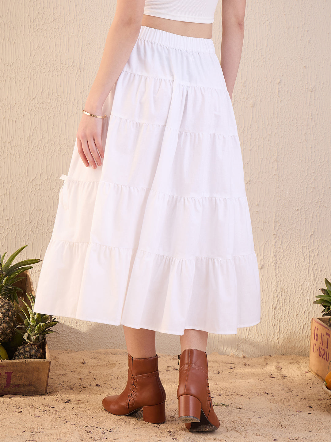 Tiered Bow Midi Skirt - Uptownie