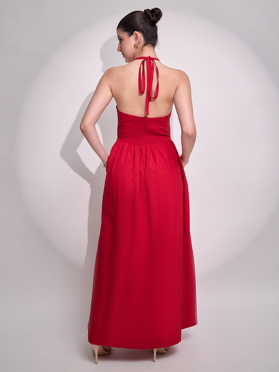 Halter Neck Cotton Maxi Dress - Uptownie