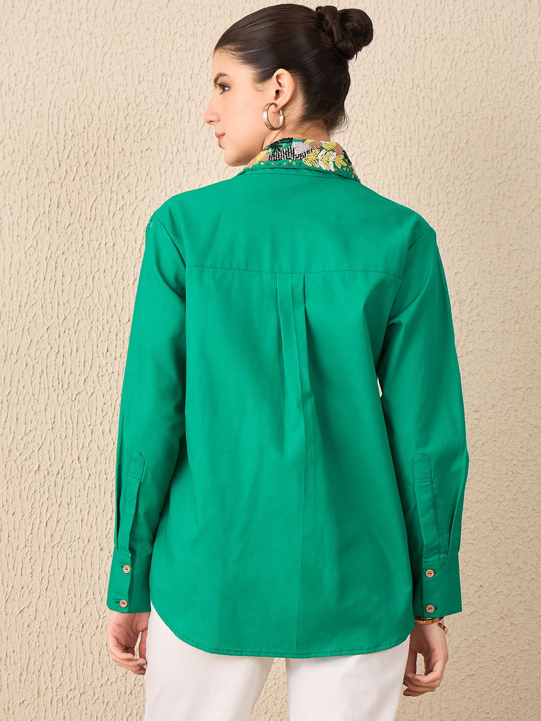 Embellished Collar Cotton Shirt - Uptownie