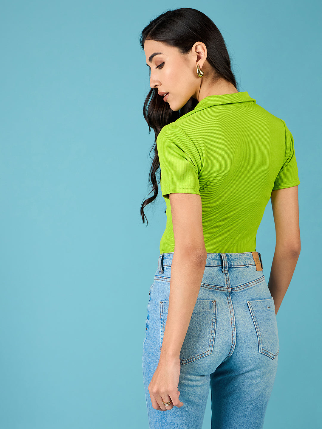 Ribbed Polo Bodysuit - Uptownie