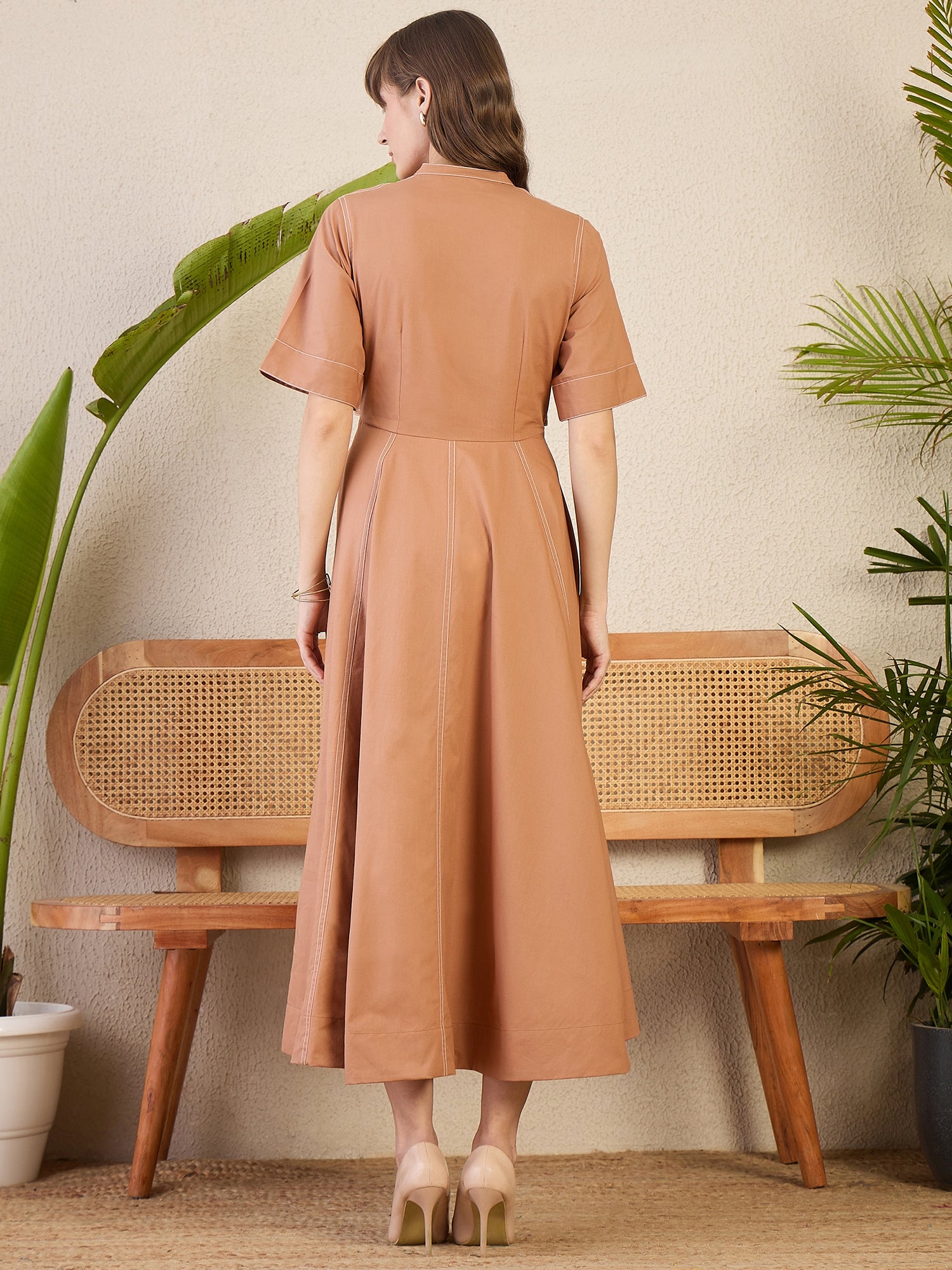 Corset Panelled Midi Dress - Uptownie