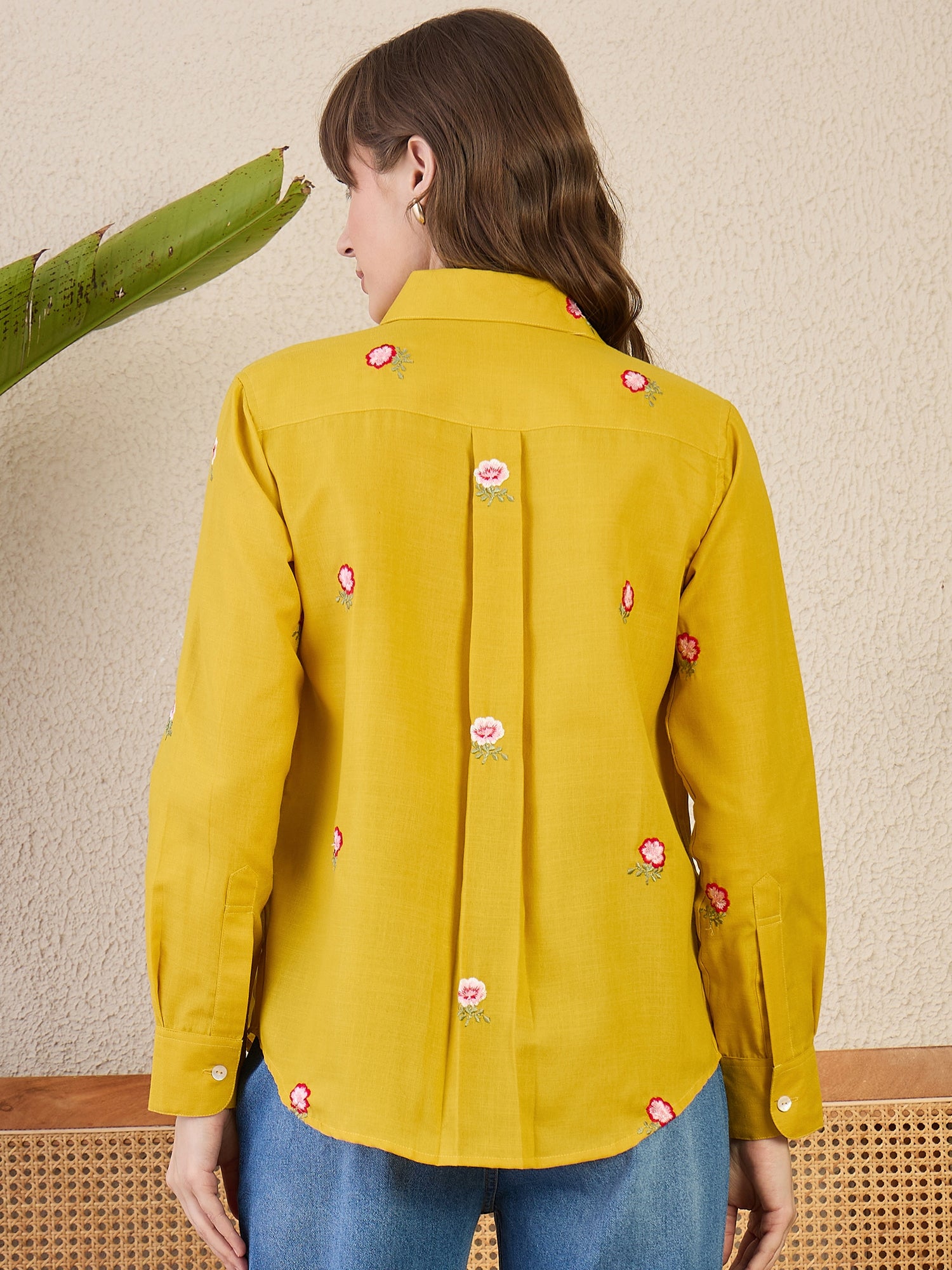 All Over Embroidered Linen Shirt - Uptownie