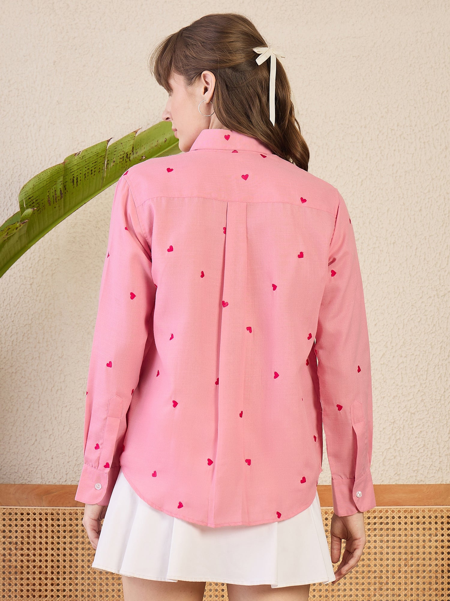 All Over Embroidered Linen Shirt - Uptownie