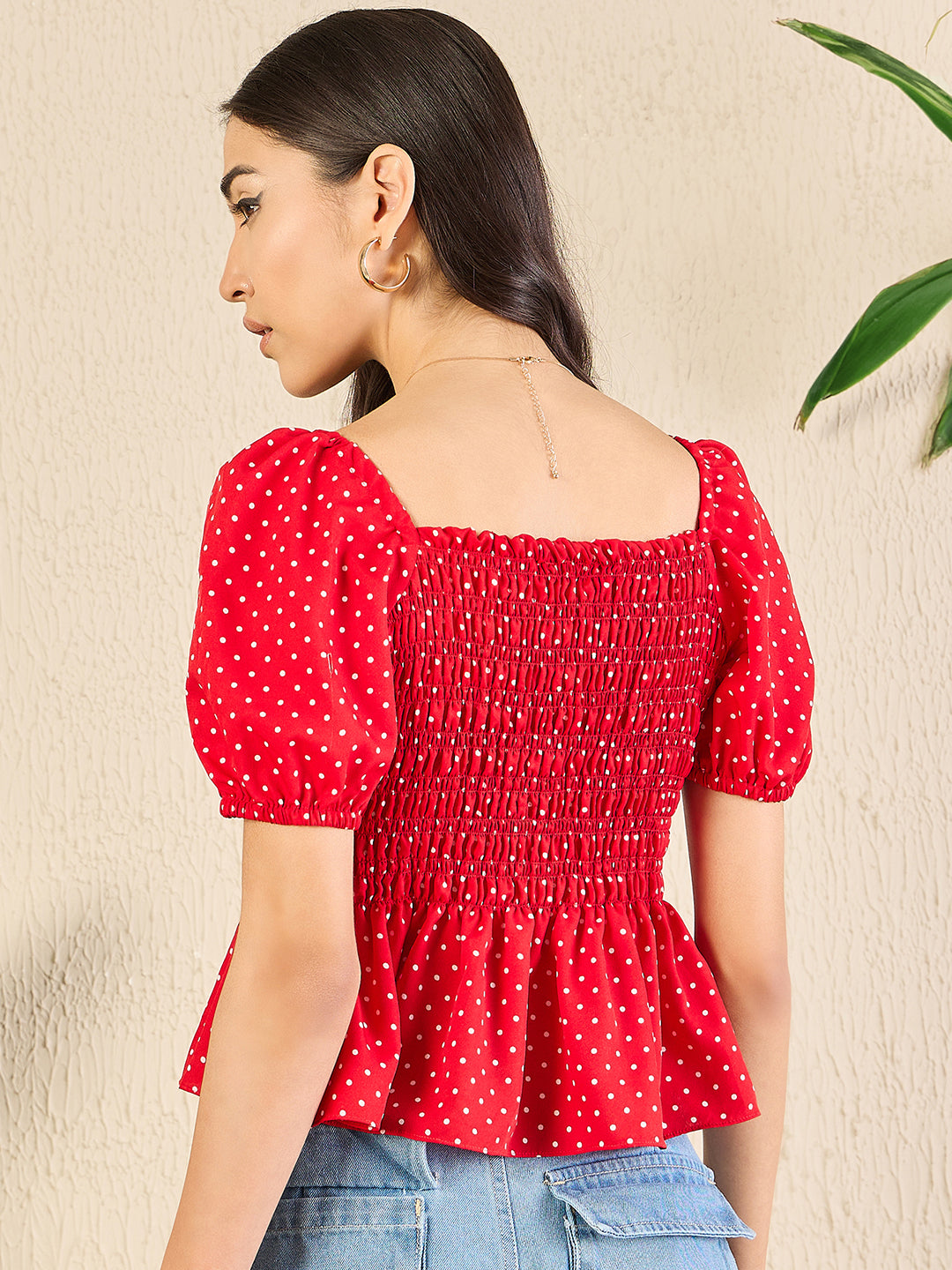 Square Neck Peplum Top - Uptownie