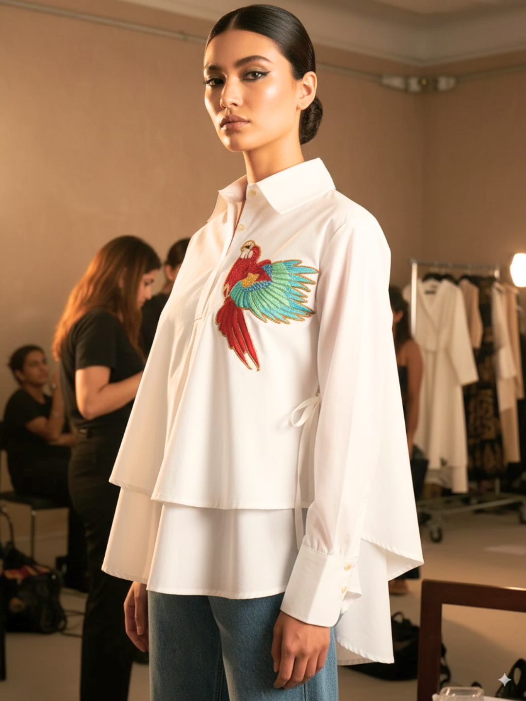 Double Layered Applique Cotton Shirt - Uptownie