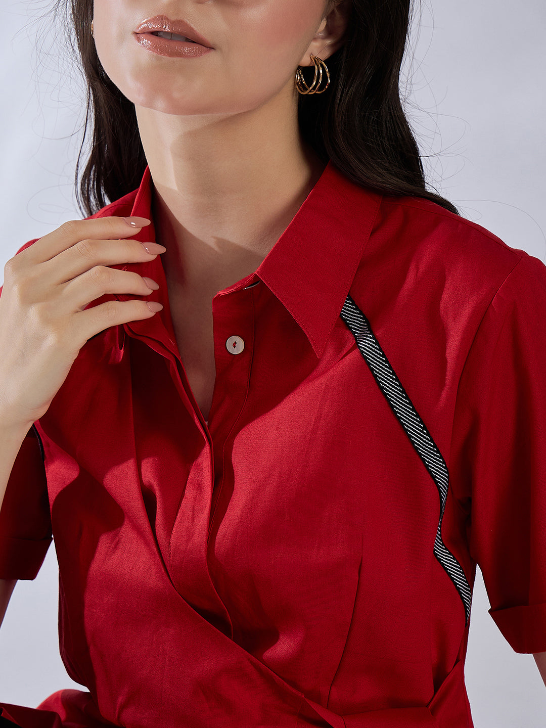 Cotton Waist Tie-Up Shirt - Uptownie