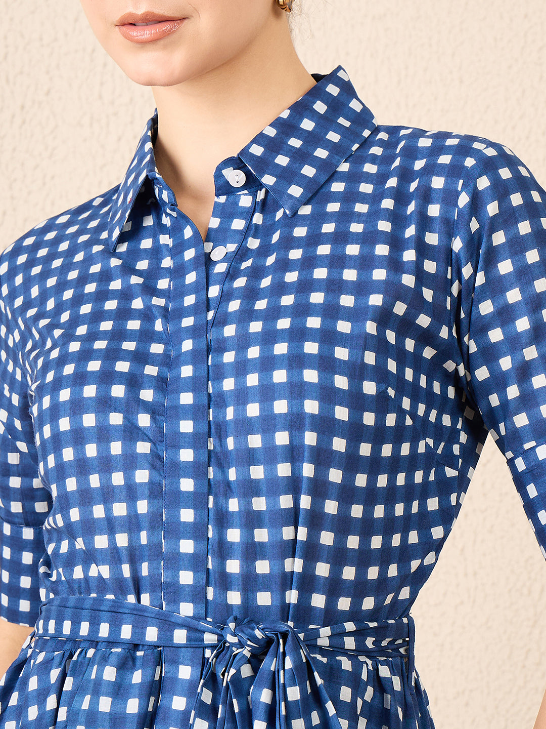 Buttoned Down Shirt Dress With Belt