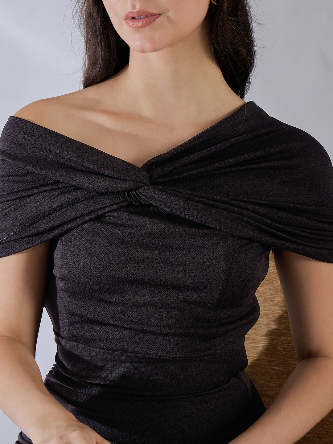 Off Shoulder Fit & Flare Midi Dress - Uptownie