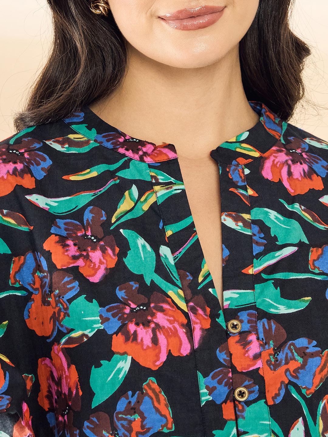 Frilled Sleeve Cotton Peplum Top