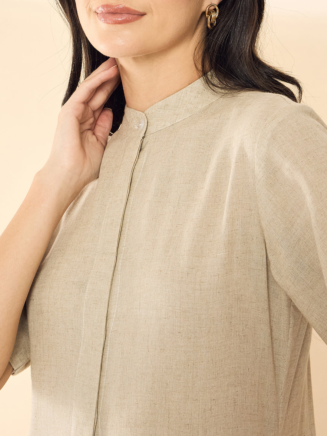 Pure Cotton Shirt Dress With Gathered Detailing - Uptownie