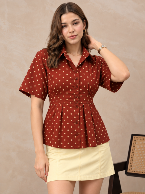 Drop Shoulder Pleated Pure Cotton Shirt