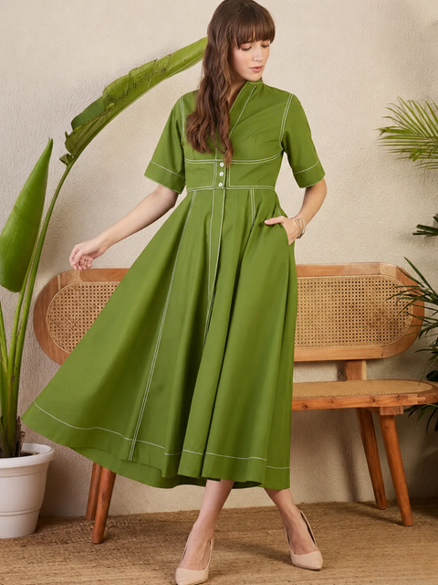 Panelled Corset Midi Dress