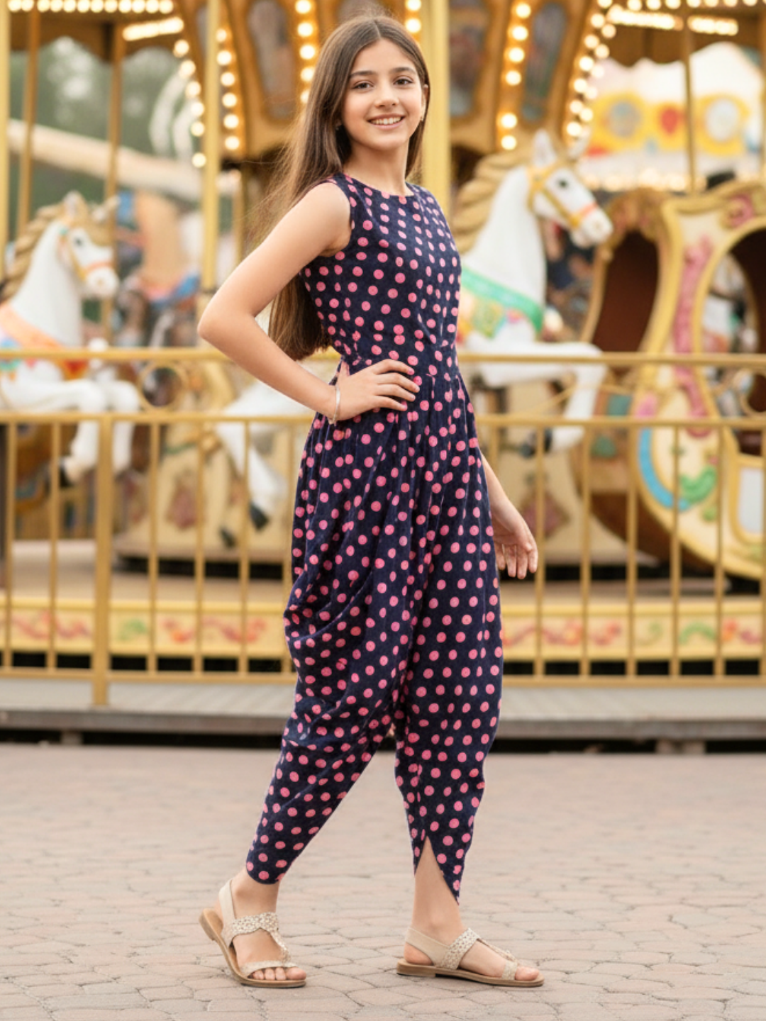 Elasticated Dhoti Jumpsuit for Girls