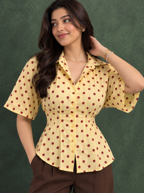Drop Shoulder Pleated Pure Cotton Shirt