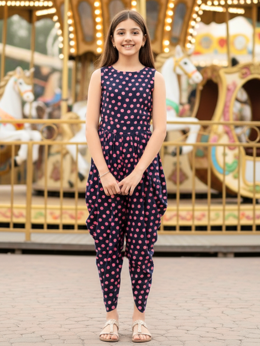 Elasticated Dhoti Jumpsuit for Girls