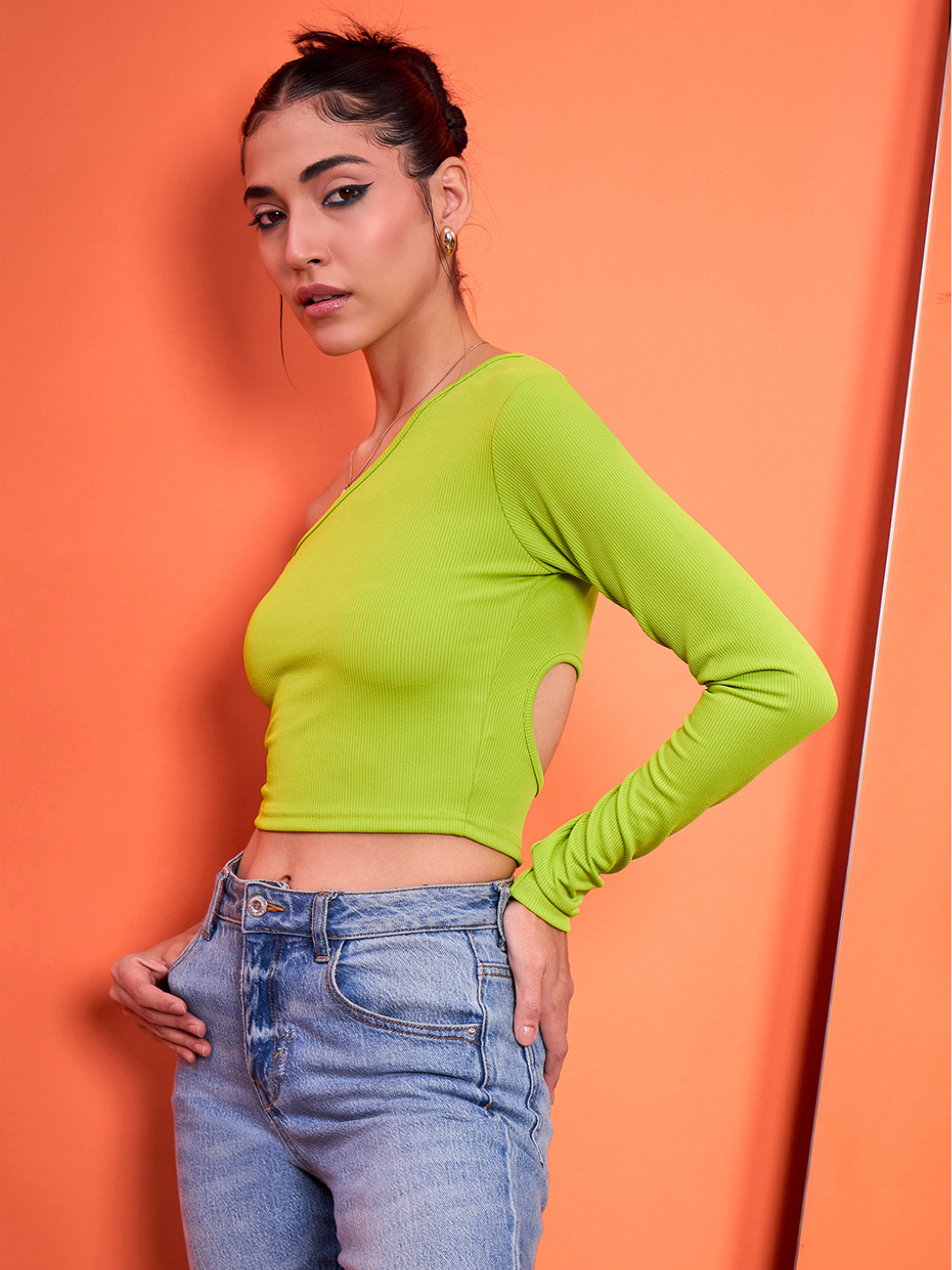 Stretchable Ribbed Top with Back Cut Outs - Uptownie