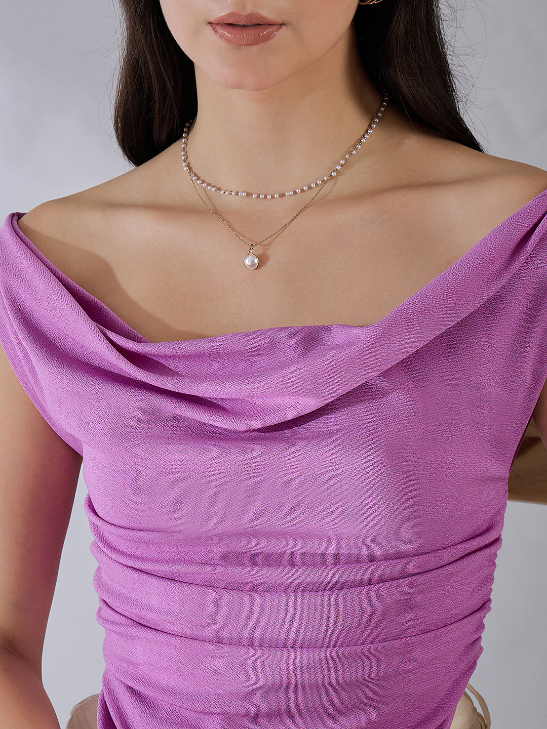 Printed Cotton Stretchable Draped Crop Top - Uptownie