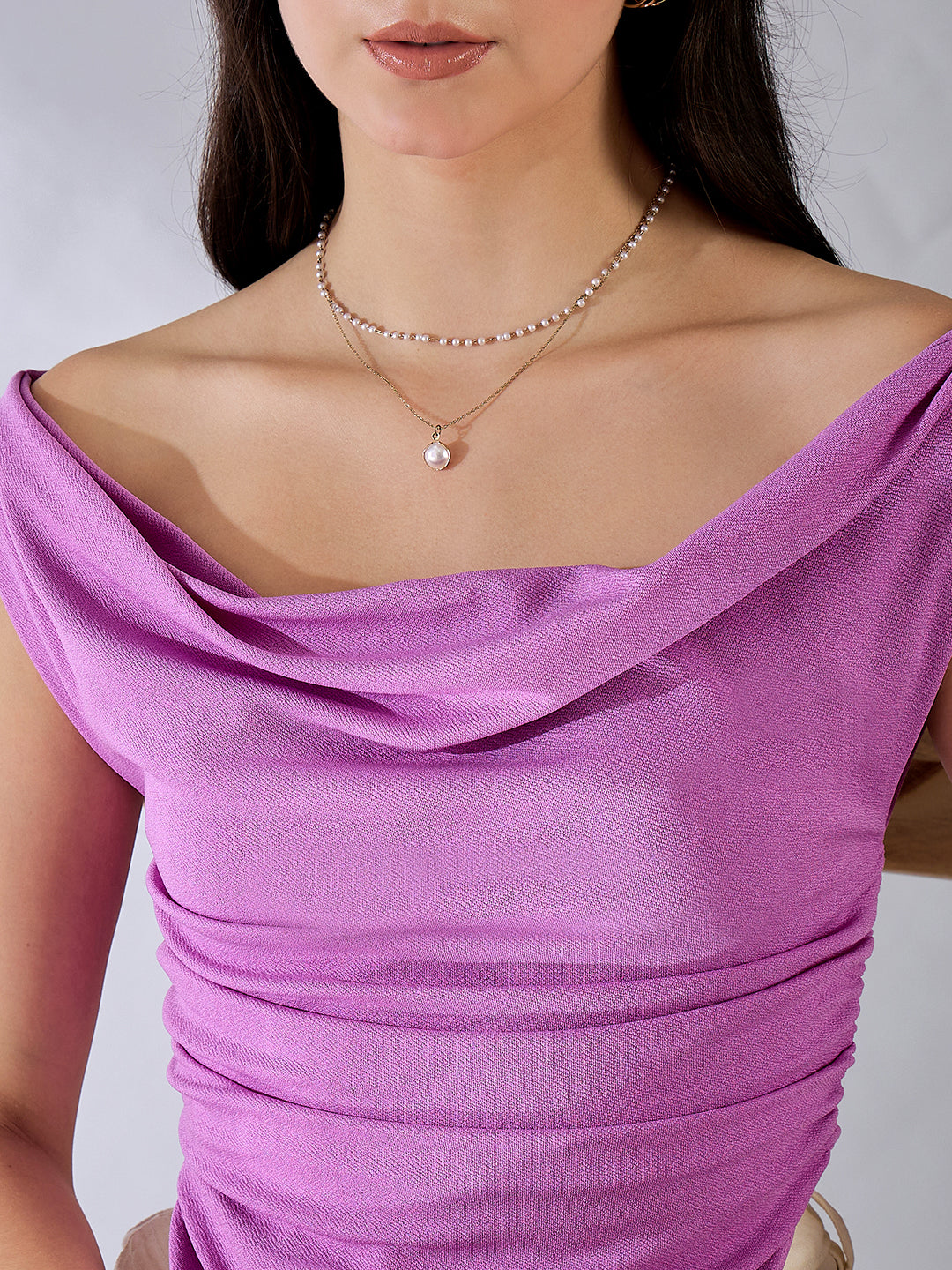 Printed Cotton Stretchable Draped Crop Top - Uptownie