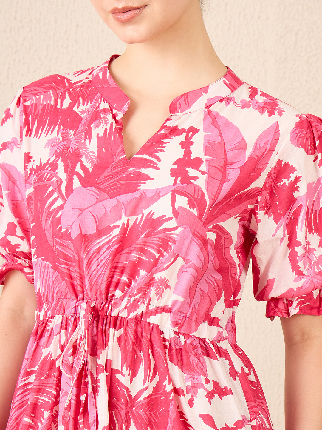 Puffed Sleeve Tiered Cotton Maxi Dress - Uptownie