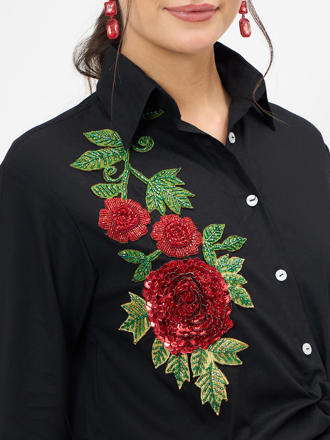 Side Tie-Up Cotton Shirt