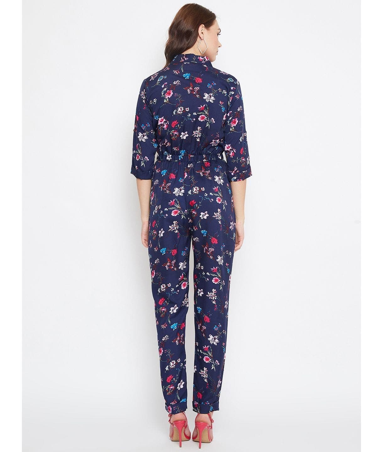 Floral Roll Up Jumpsuit - Uptownie