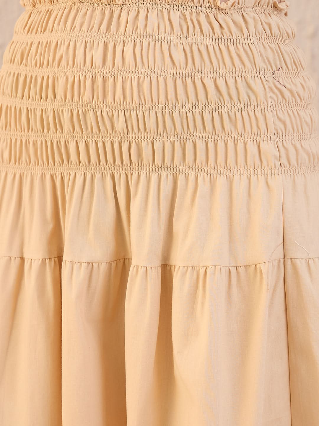 Smocked High-waist Cotton Midi Skirt - Uptownie