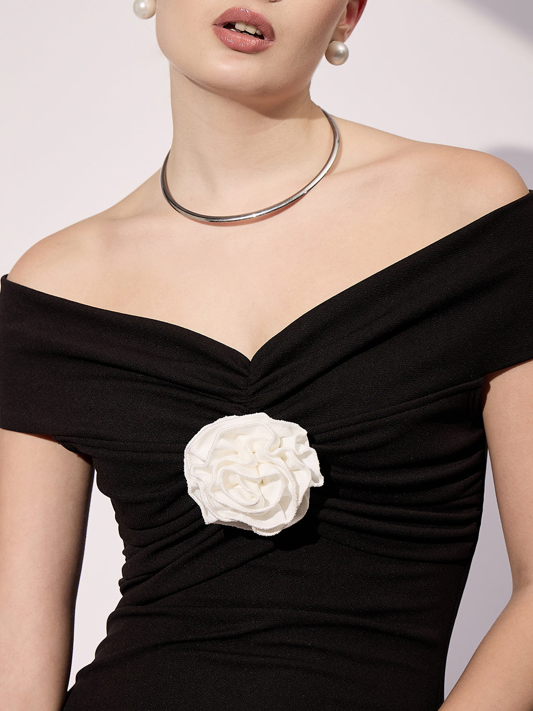 Off Shoulder Rose Dress - Uptownie