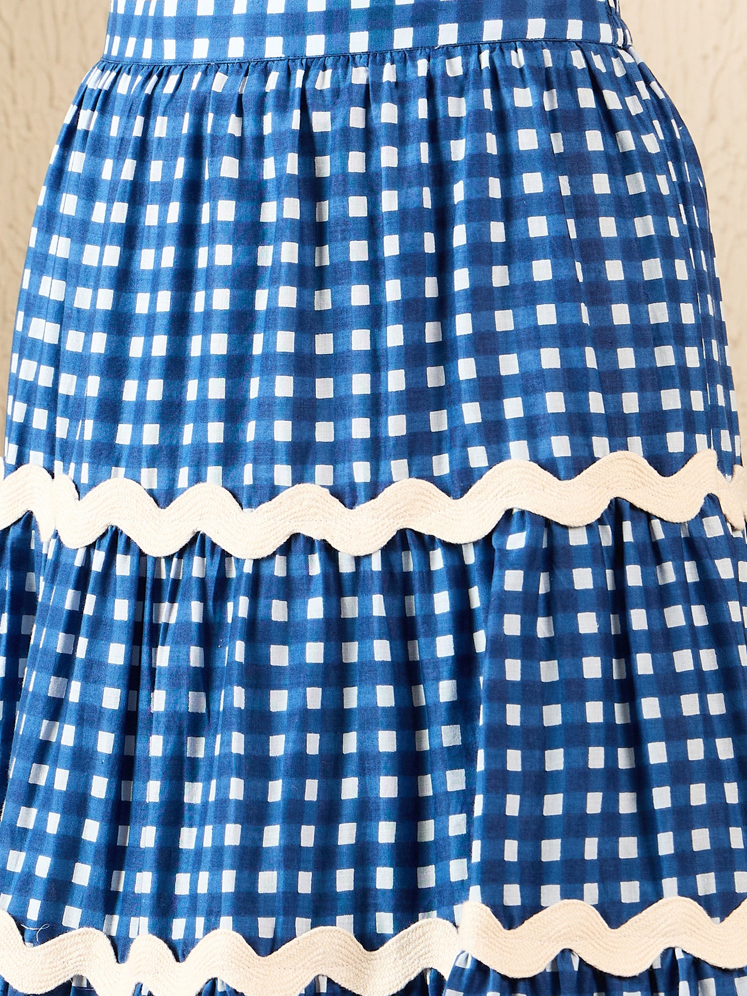 Ric-Rac Cotton Tiered Midi Skirt - Uptownie