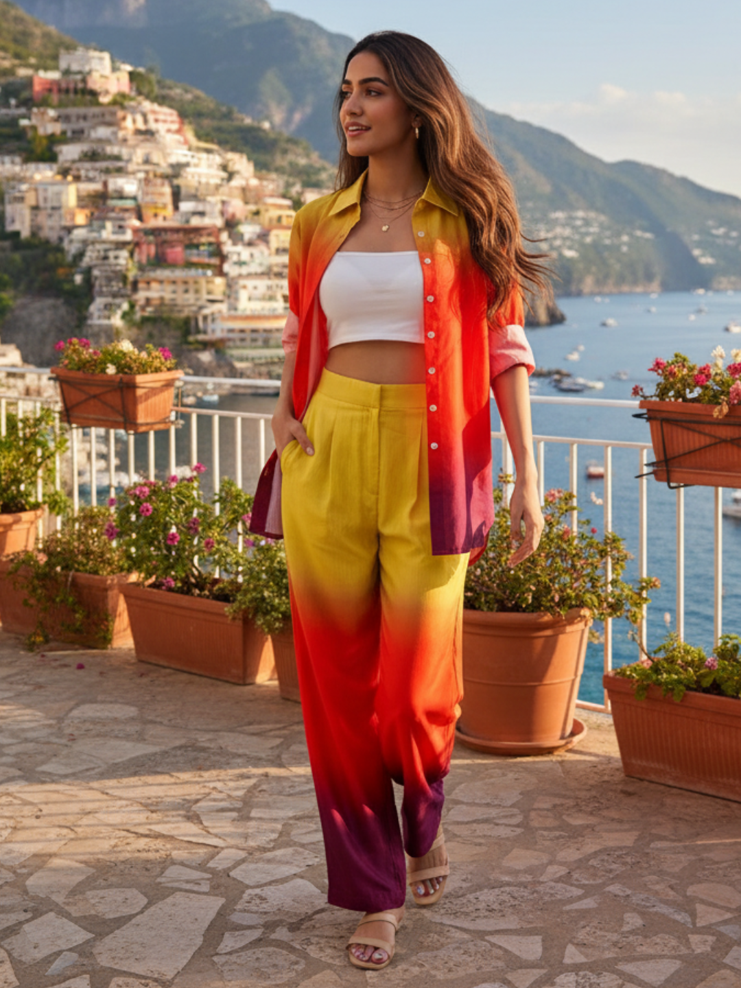 The Alia Set - Shaded Cotton Linen 2 Piece Set - Uptownie