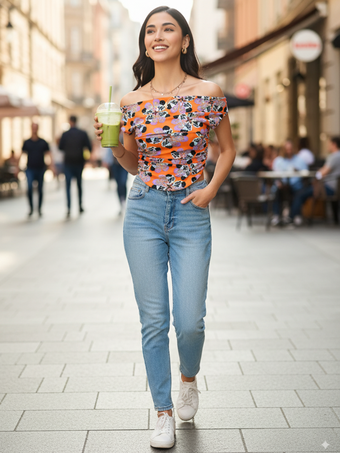 Printed Cotton Stretchable Draped Crop Top - Uptownie