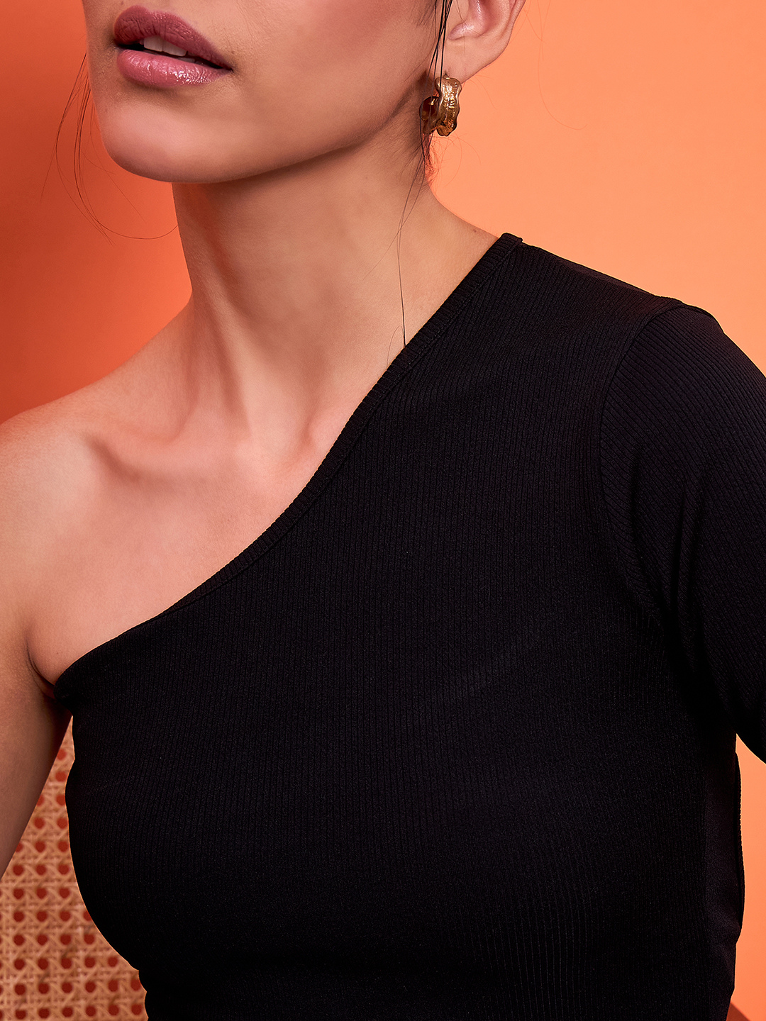 Stretchable Ribbed Top with Back Cut Outs - Uptownie