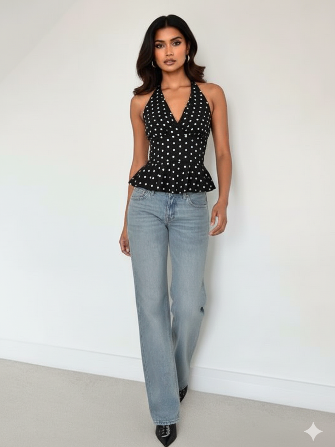 Stretchable Halter Neck Peplum Top