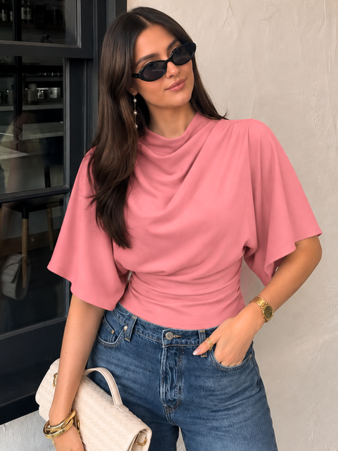 Stretchable Drape Neck Top