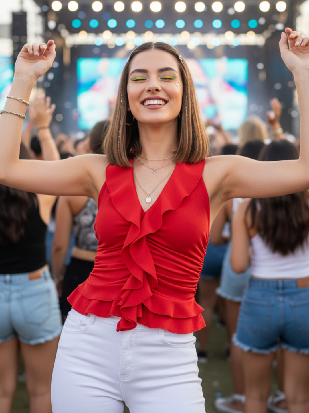 Ruffled Halter Neck Top - Uptownie