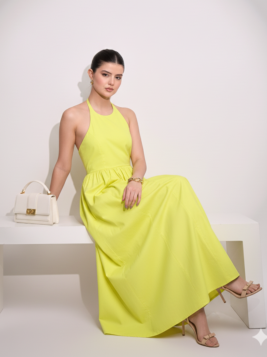Halter Neck Cotton Maxi Dress