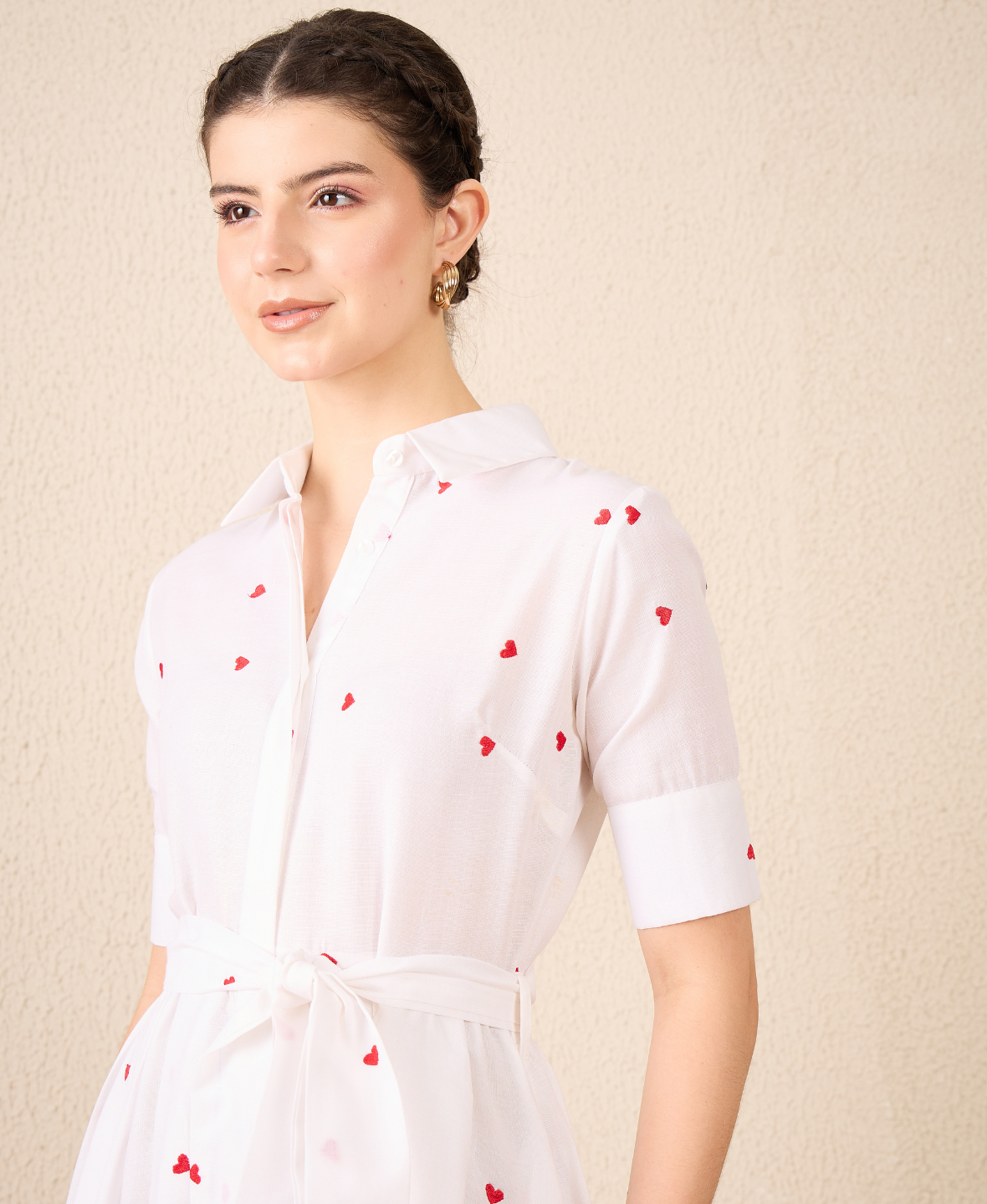 Buttoned Down Shirt Dress With Belt - Uptownie