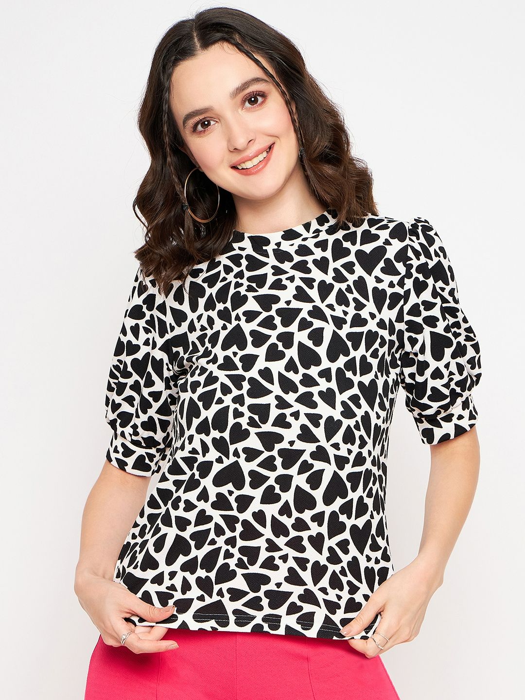 Cotton Stretchable Puff Sleeve Top - Uptownie