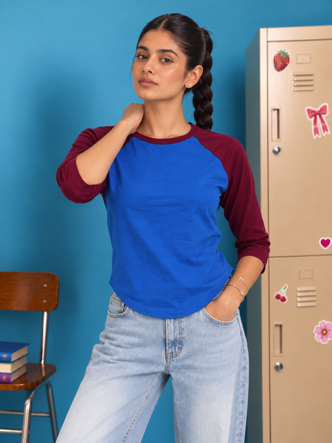 Cotton Quarter Sleeves Raglan Tee