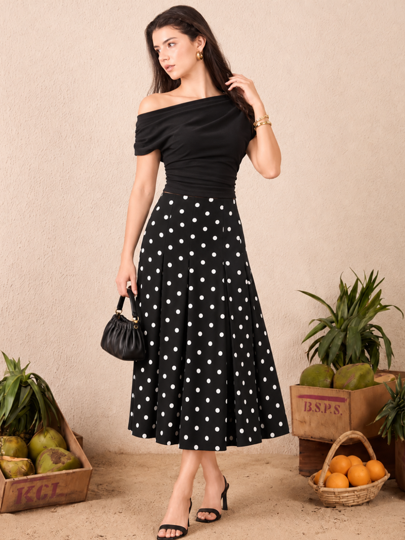 Stretchable Pleated Midi Skirt