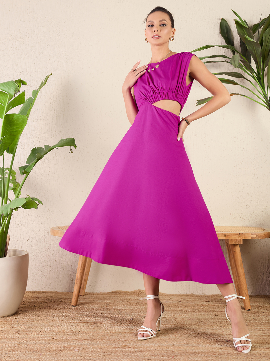 Cotton Poplin Side Cut-Out Sleeveless Midi Dress Cotton Poplin Side Cut-Out Sleeveless Midi Dress