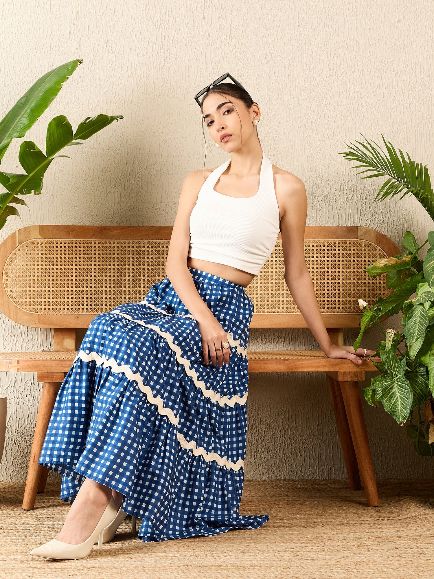 Ric-Rac Cotton Tiered Maxi Skirt