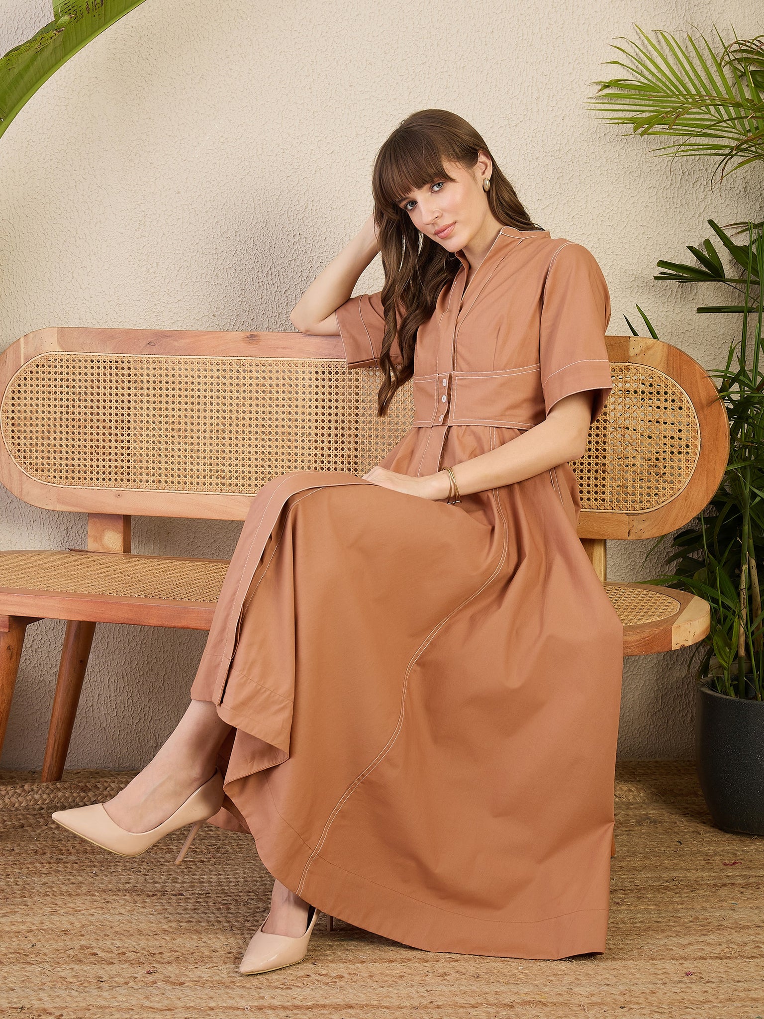 Corset Panelled Midi Dress - Uptownie