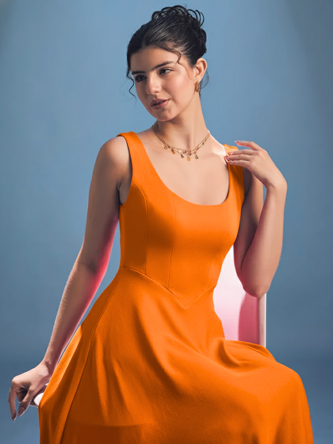 Stretchable Corset Fit & Flare Midi Dress