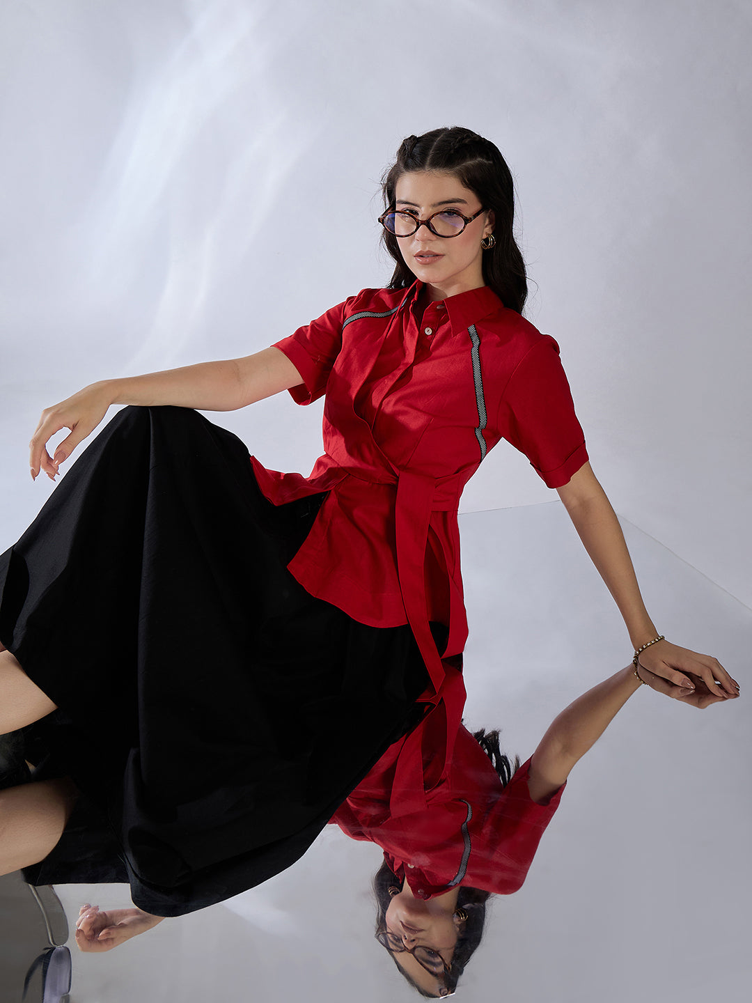 Cotton Waist Tie-Up Shirt - Uptownie