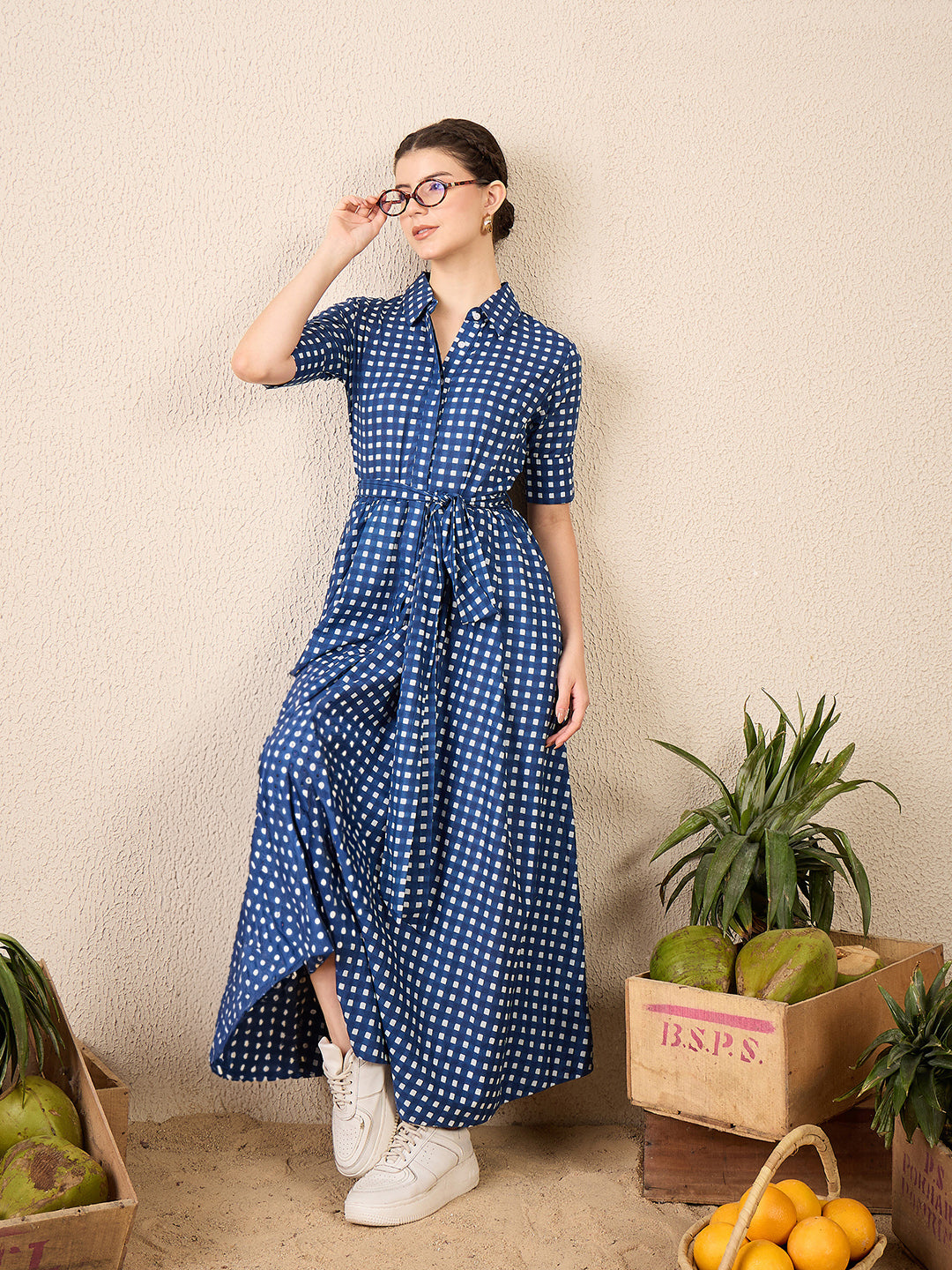 Buttoned Down Shirt Dress With Belt - Uptownie