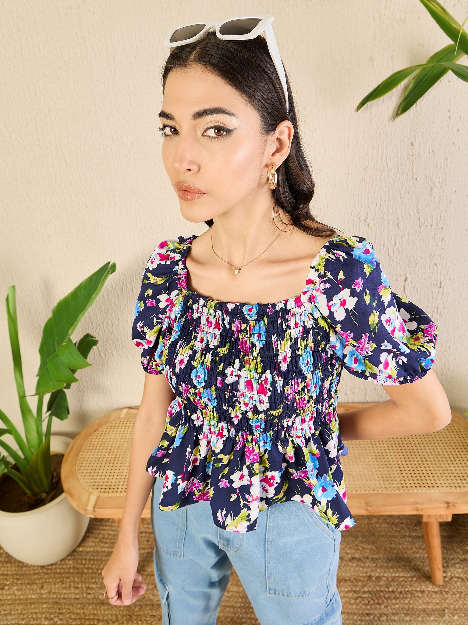 Smocked Peplum Top - Uptownie