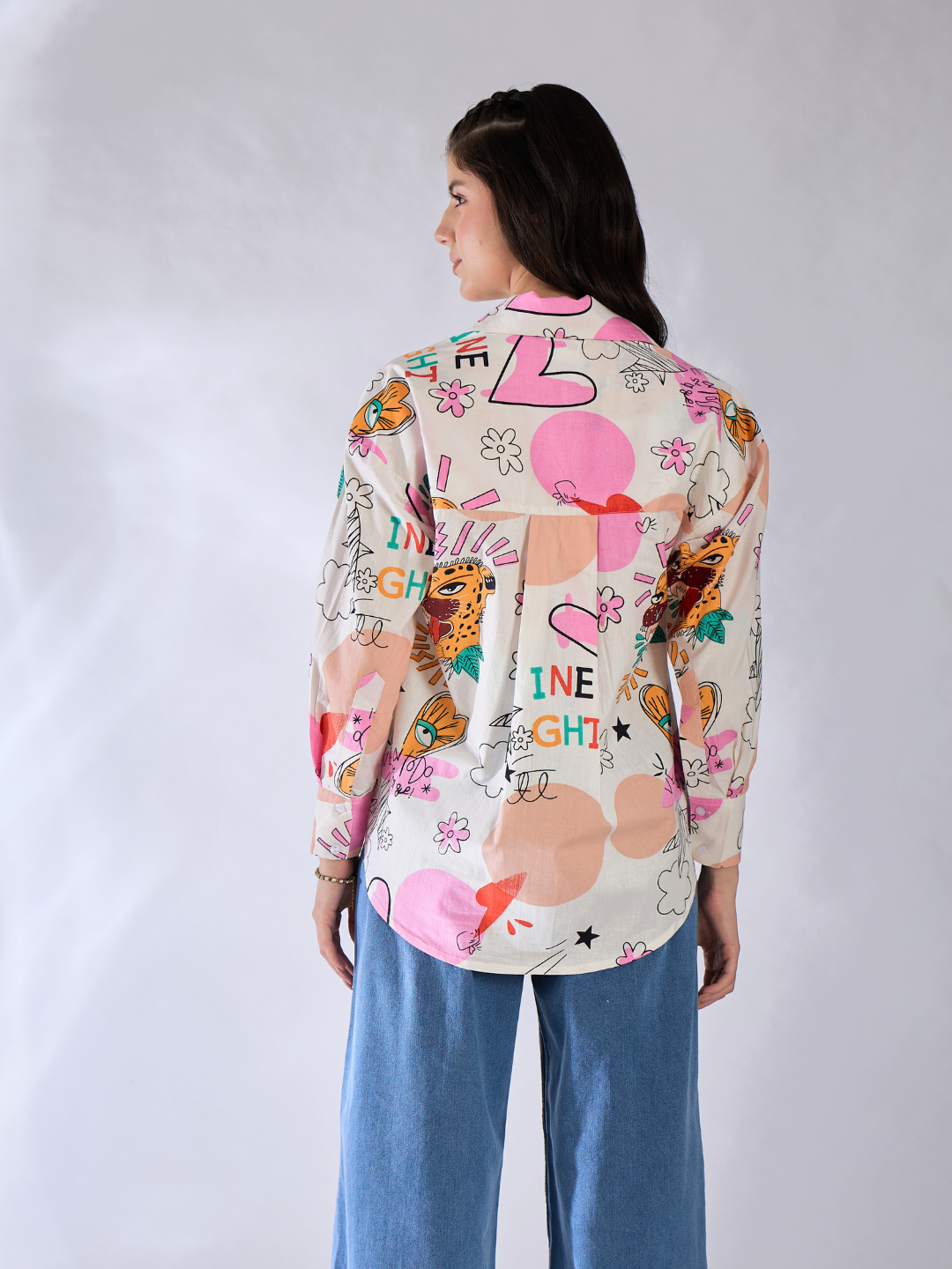 Printed Asymmetrical Cotton Shirt - Uptownie