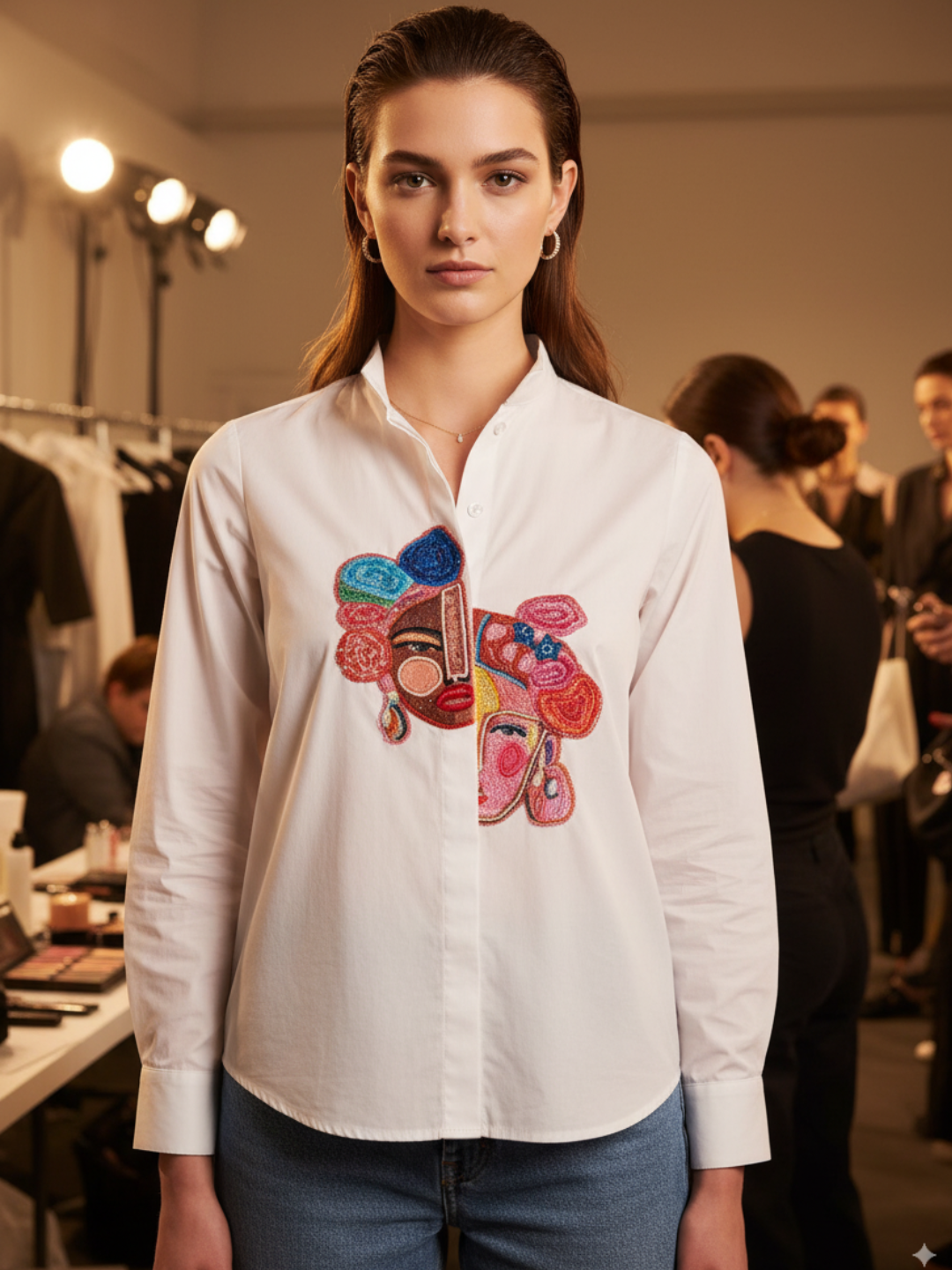 Face Applique Cotton Shirt - Uptownie