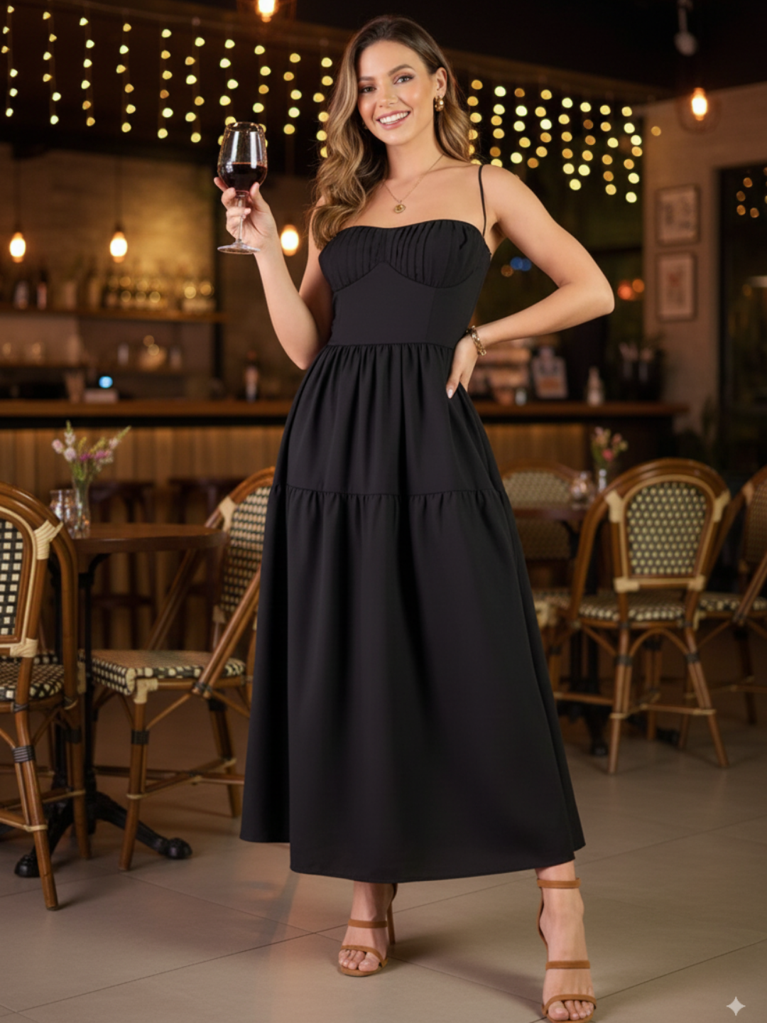 Corset Style Cotton Poplin Midi Dress - Uptownie