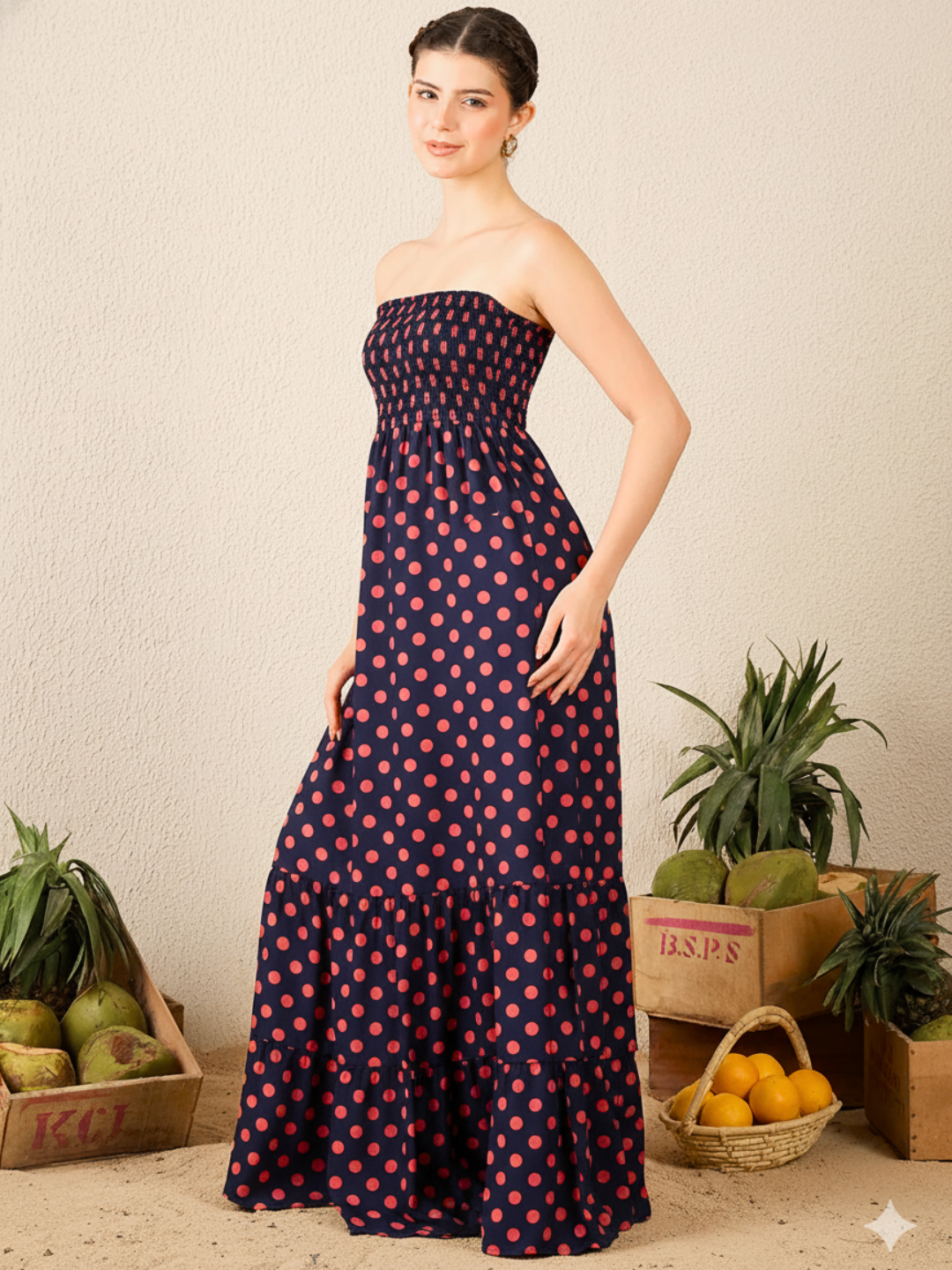 Strapless Smocked Maxi Dress